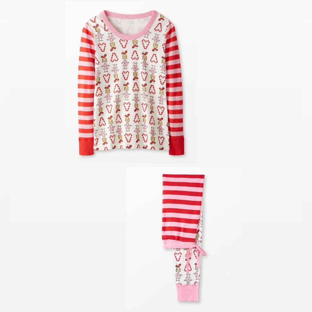 Women Hanna Anderson Christmas Grinch Cindy Lou Print Top and Pant Pajama Set